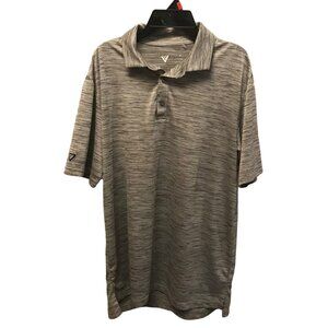 Levelwear Polo Mens Grey Striped Shirt Size M Collared Short Sleeves Breathable